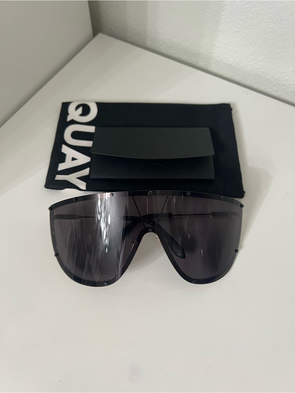 QUAY New oversized Shield Visor Sunglasses in Black Smoke
